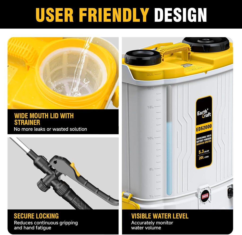 5.3Gal Battery Powered Backpack Sprayer for DeWalt 20V Battery Not Included