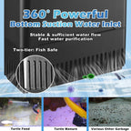 Turtle Tank Filter Aquarium Fish Filter w/U-V Light for Large 40-150 Gallon
