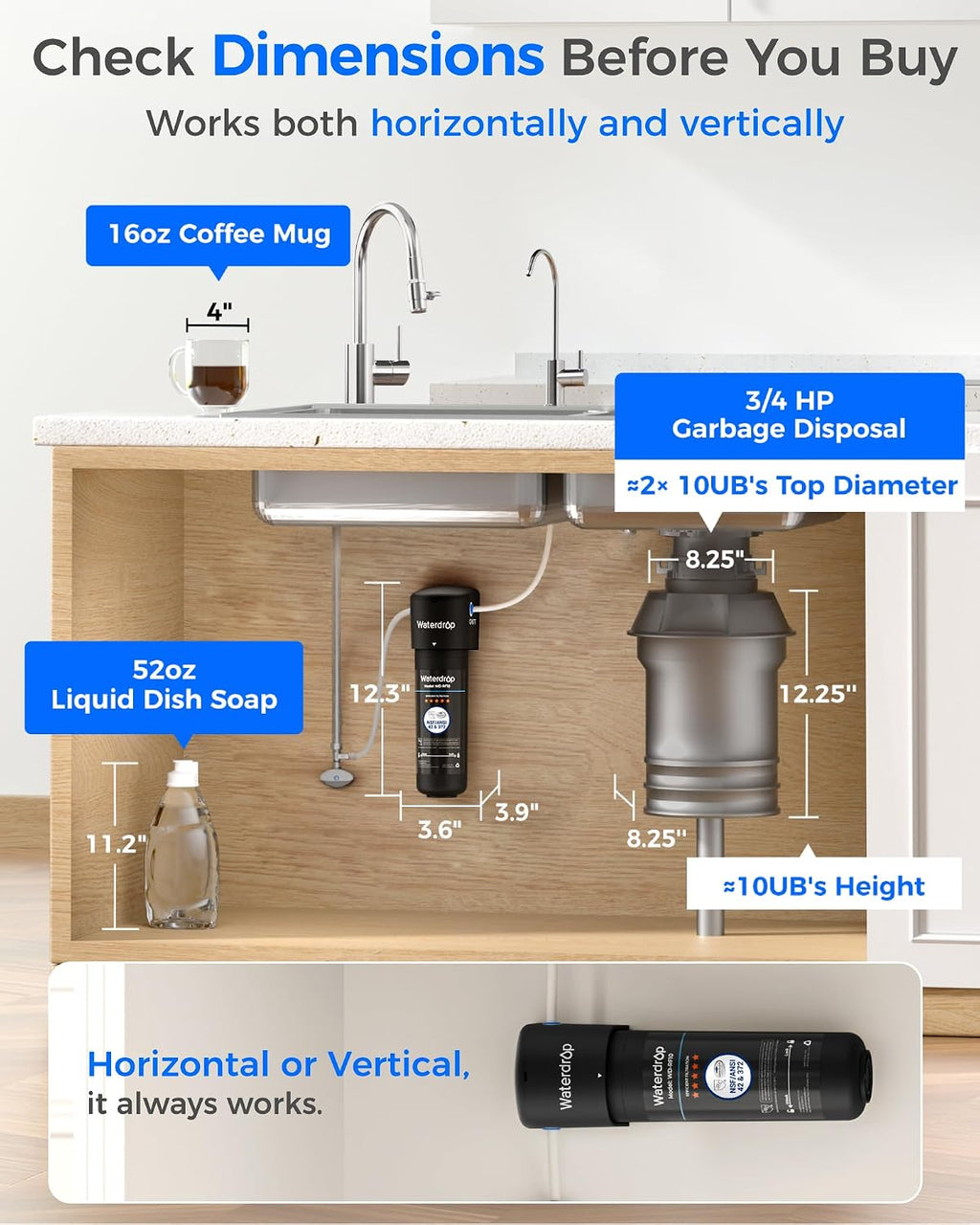 Waterdrop 10UB Under Sink Water Filter System with Dedicated Faucet