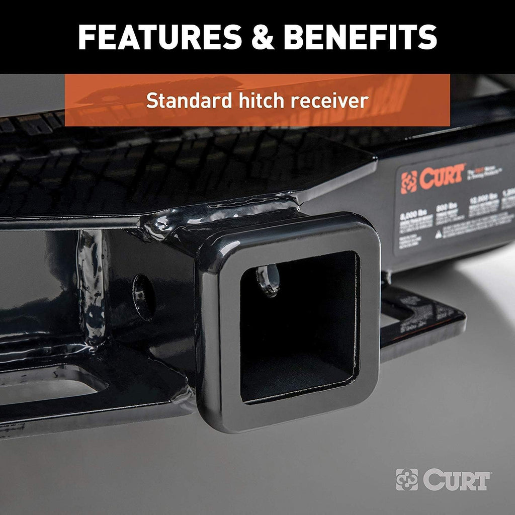 CURT 13392 Class 3 Trailer Hitch, 2" Receiver, Fits 2007-2018 Jeep Wrangler JK, 2018-2026 Wrangler JL, 5,000 lb GTW, 500 lb TW, 5,000 lb WD, Custom
