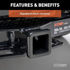 CURT 13392 Class 3 Trailer Hitch, 2" Receiver, Fits 2007-2018 Jeep Wrangler JK, 2018-2026 Wrangler JL, 5,000 lb GTW, 500 lb TW, 5,000 lb WD, Custom