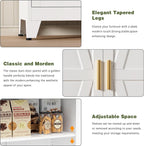 COFaR White Farmhouse Storage Kitchen Pantry Cabinet with 2 Barn Door, 3 Adjustable Shelves and Legs, for Cupboard/Dining Room/Bathroom/Living