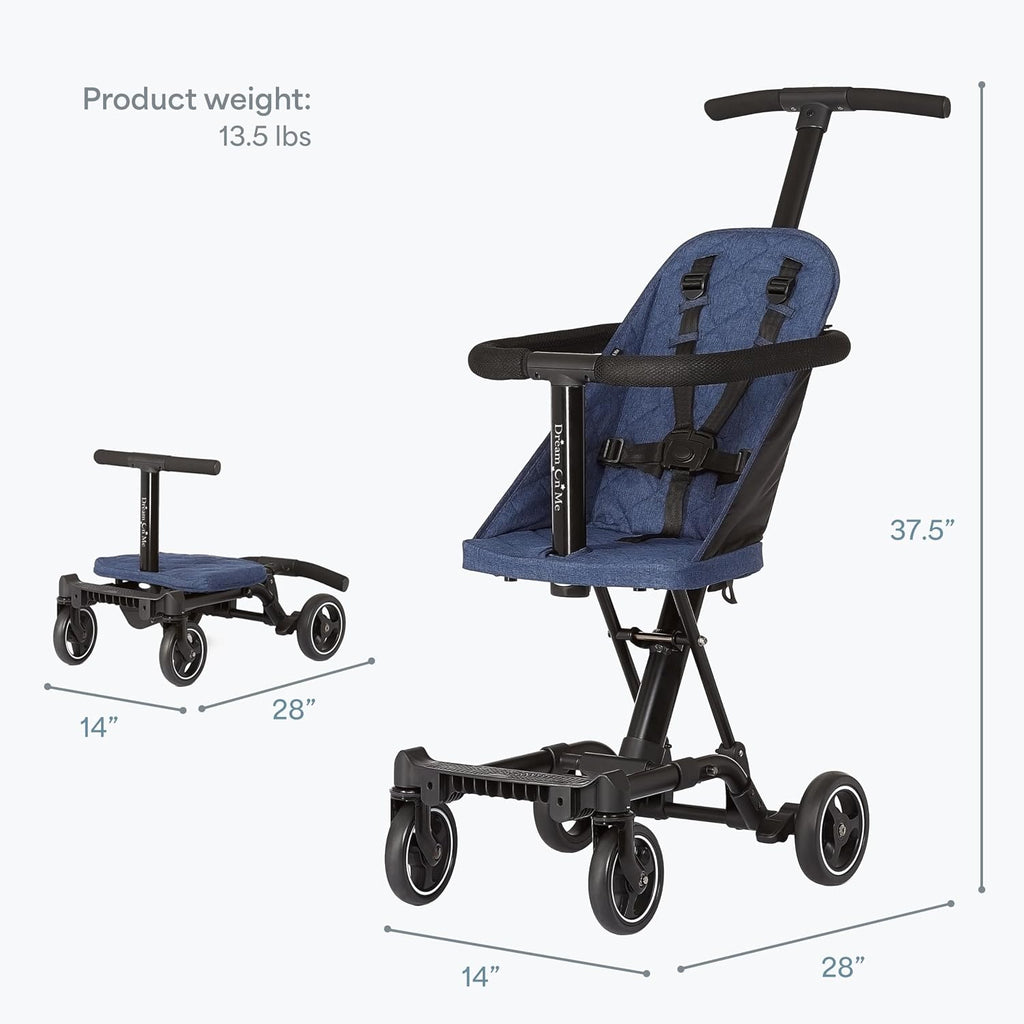 Dream On Me Coast Rider Lightweight Travel Stroller, 45 Lb Limit, Navy