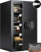23.62'' Tall Extra Large Home Safe Box, Safe with Fireproof Waterproof Document Bag, Digital Keypad and 3 Removable Steel Shelves, Security Box for