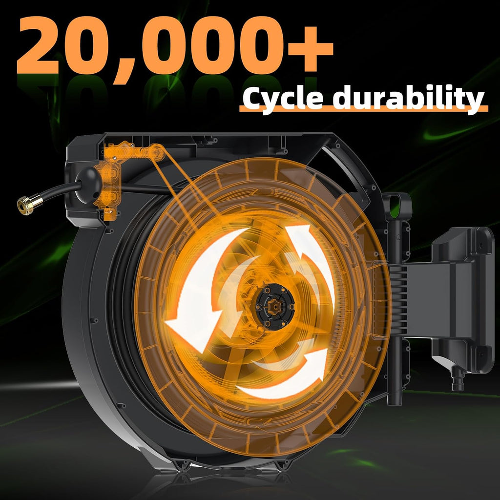 Retractable Garden Hose Reel 5/8 in x100 ft， Wall Mounted Hose Reel