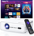 Aurzen Roku TV D1R Smart Portable Outdoor Projector with WiFi and Bluetooth