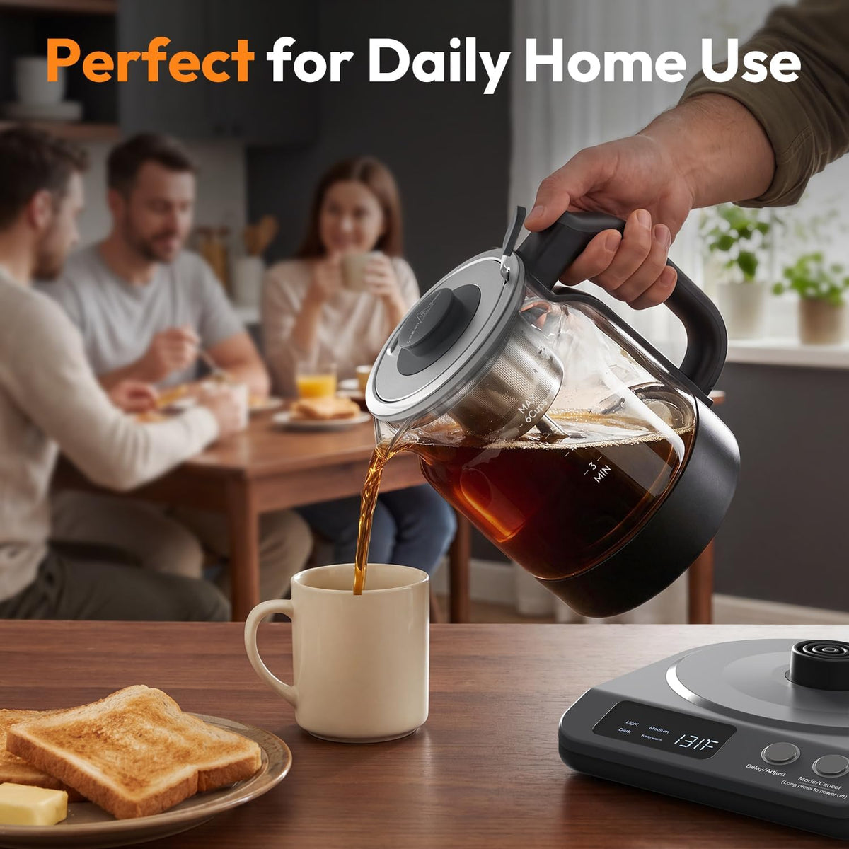 6-Cup Electric Percolator Coffee Pot-3 Custom Brew Modes