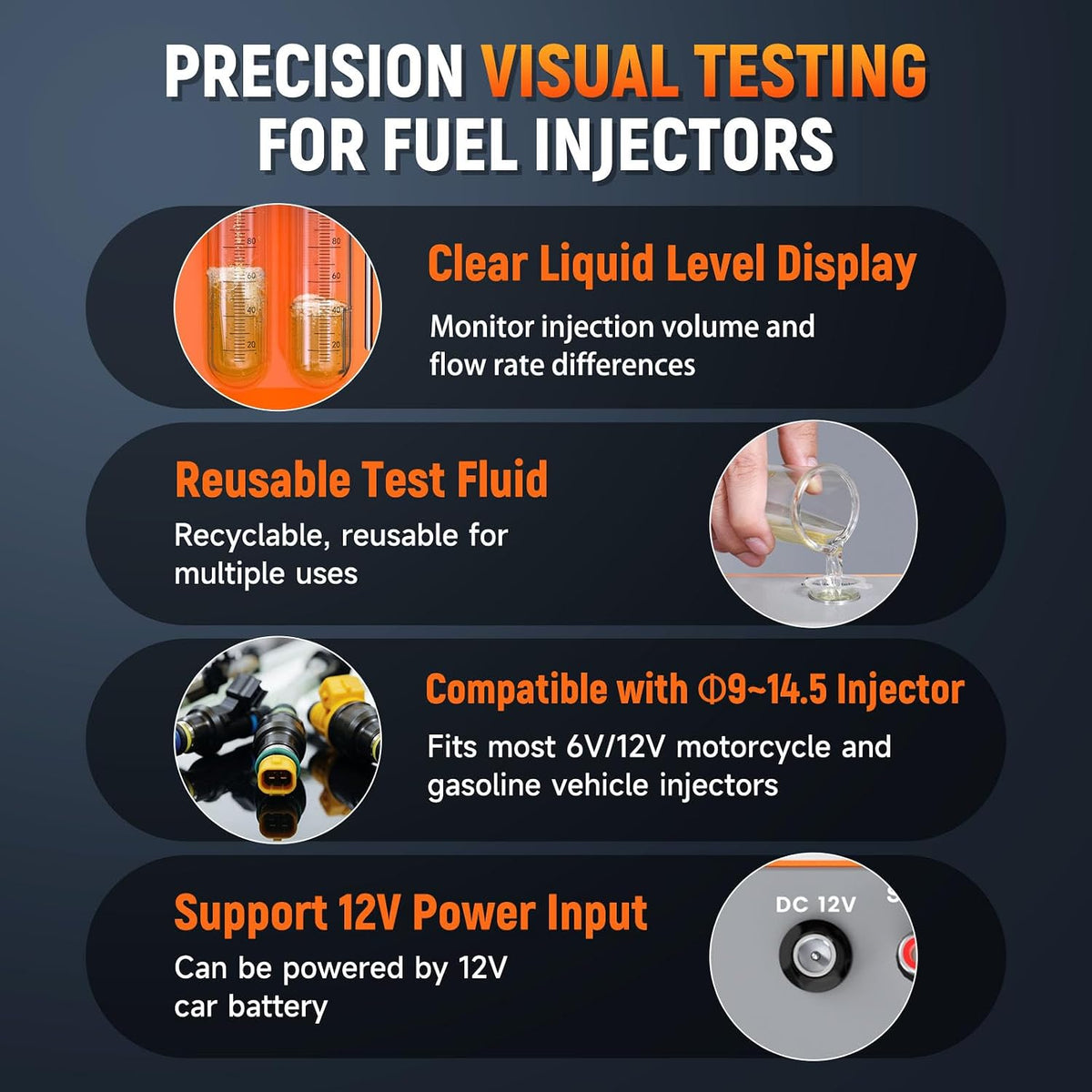 FOXWELL JT200 Fuel Injector Tester Cleaner - Visualize Spray Pattern & Flow