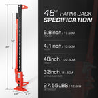 DNA Motoring 48'' Universal Farm Jack 3 ton 6600lbs Capacity Utility High Lift Farm Jack Ratcheting Off Road Jack for Car Truck Tractor SUV ATV UTV