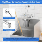 Commercial Mop Sink Faucet with Vacuum Breaker, Wall Mount 8" Center