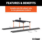 CURT 16055 5th Wheel Rail Gooseneck Hitch, 25,000 lb, 3" Offset
