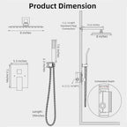 Shower Faucet Set With 8" Shower Head And Handheld Black