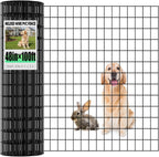 Garden Fence Black PVC Coated Welded Wire Fencing 48 Inch x 100 Foot, 2 Inch x 3 Inch 16GA, Garden Border Fencing Roll Vinyl Coating Metal Wire Mesh