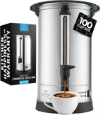 Zulay Commercial Coffee Maker, Coffee Urn 100 Cup, Large Coffee Percolator - 100 Cup Coffee Maker with Double-Wall Stainless Steel, Commercial Coffee