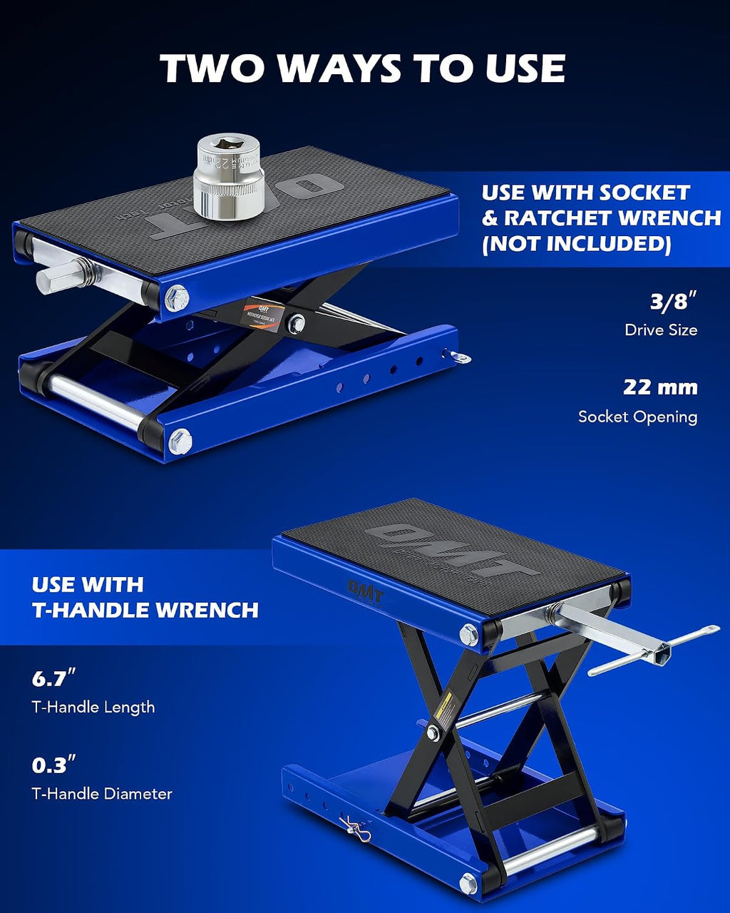 OMT 1100lb Motorcycle Scissor Lift Jack Wide Deck Motorbike Hoist Stand