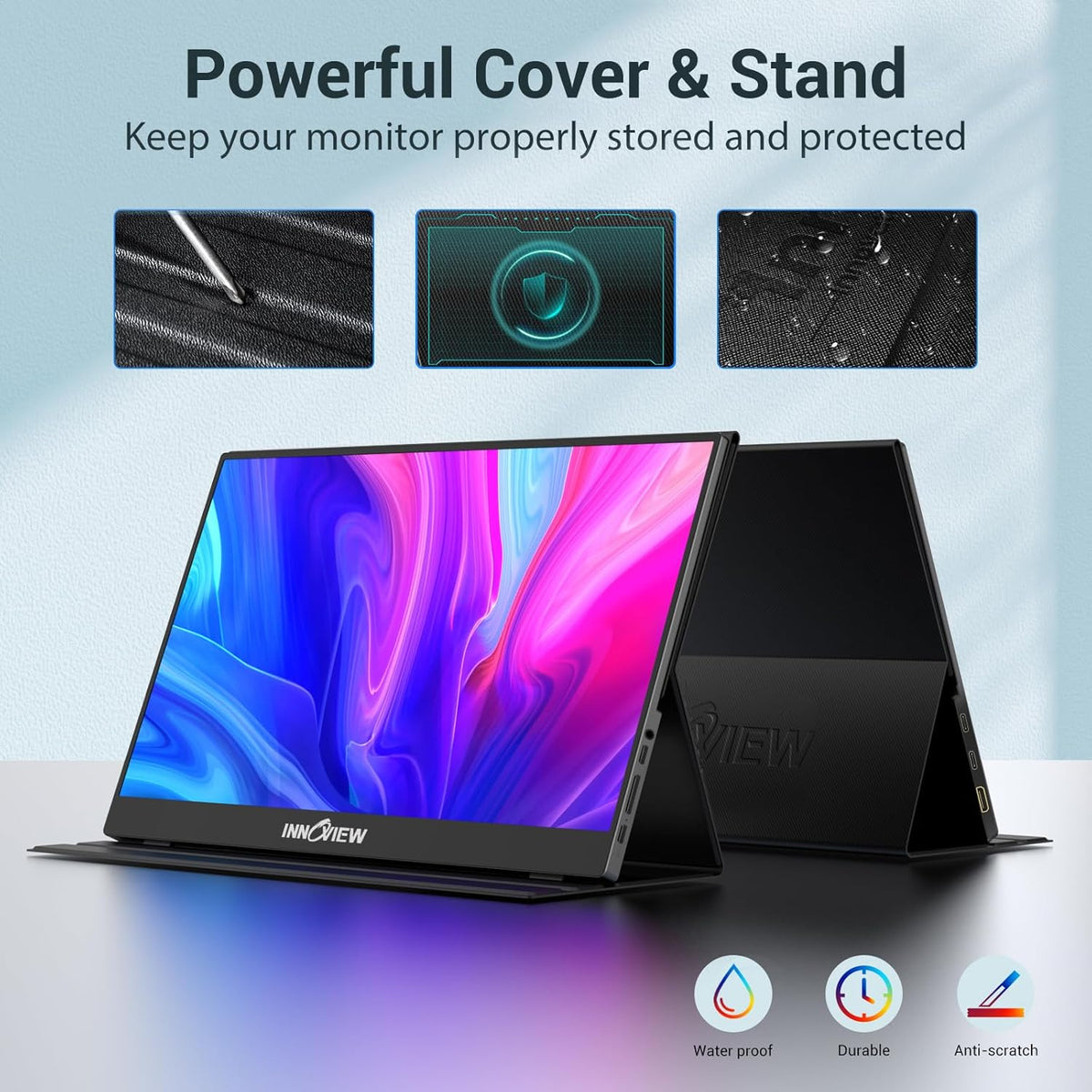 InnoView Portable Monitor, 15.6 Inch FHD 1080P HDMI USB C Second External Monitor for Laptop, Desktop, MacBook, Phones, Tablet, PS5/4, Xbox, Switch