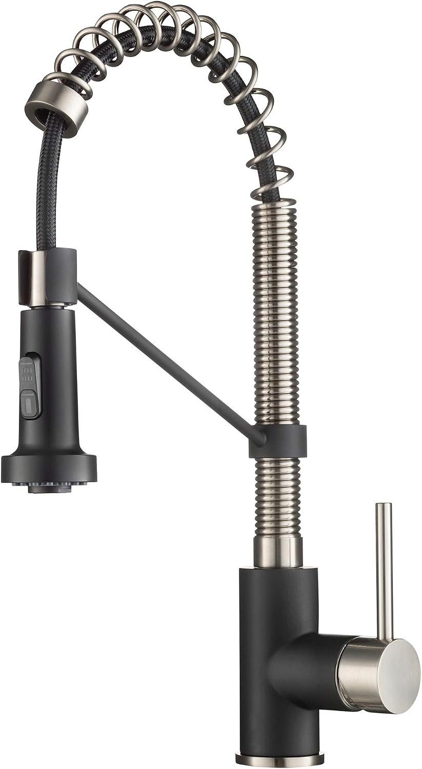 KRAUS Stainless Steel Matte Black Pull Down Kitchen Faucet KPF-1610SFSMB