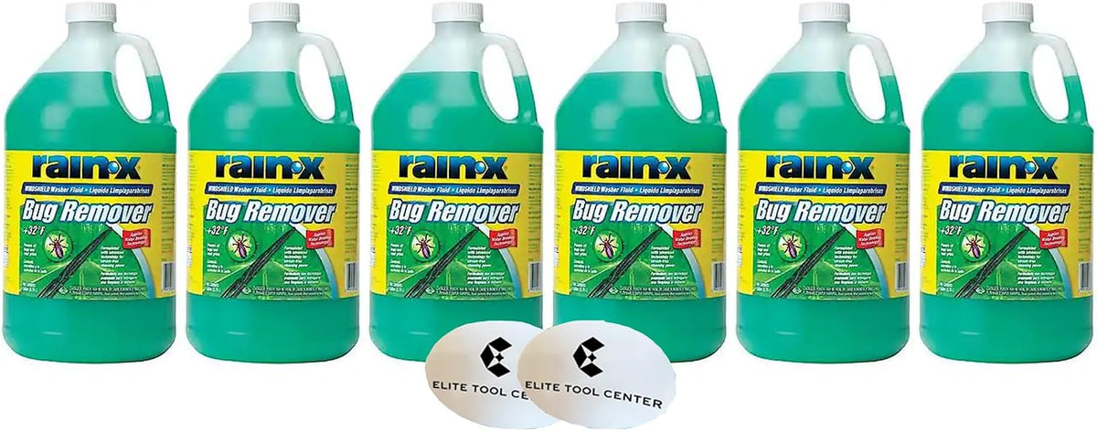 6 Pack Rain X Green Windshield Washer Fluid With Rain Repellant & Bug Remover 32* F All Weather Fluid 1 Gallon Each