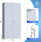 Metal Storage Cabinet with Doors and Shelves, 72" Inch Locking Metal Cabinet,Garage Storage Cabinet for Garage Office School Warehouse (Dark Gray)