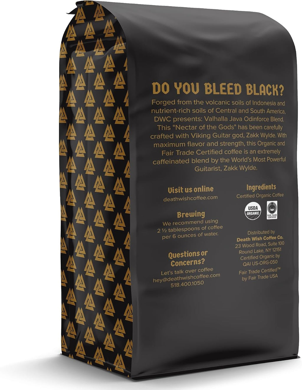 Death Wish Coffee Valhalla Java Medium-Dark Roast Ground, Organic, 5 lb