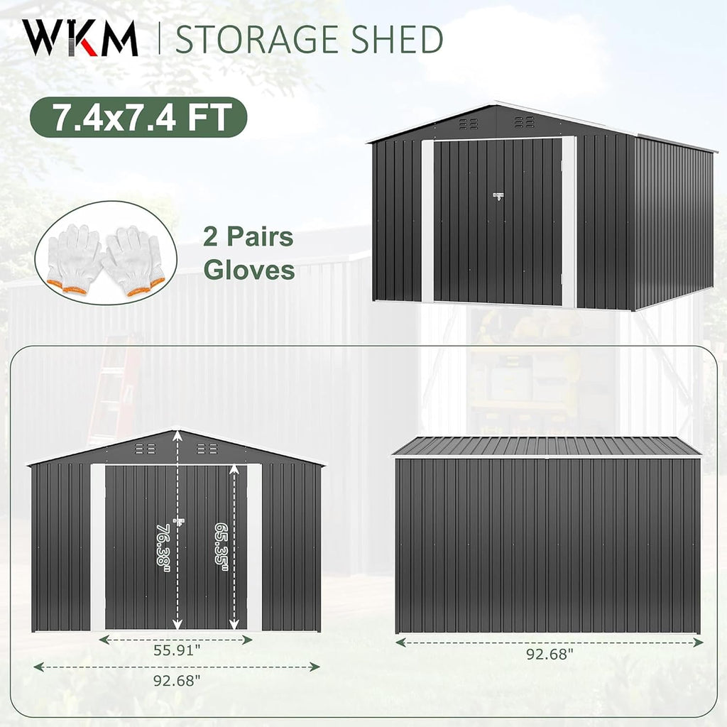 WKM 8X8 FT Outdoor Storage Shed Black