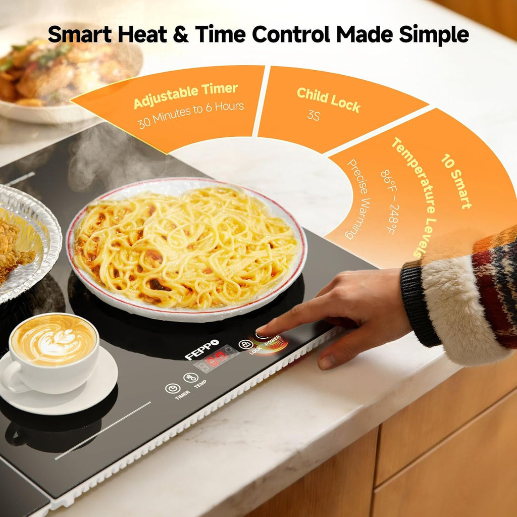 FEPPO 2026 Electric Food Warming Tray 47"x15" Rectangular Kitchen Appliance