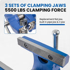 Forward DT08125A 5 Inch Heavy Duty Bench Vise with 360°Swivel Base and Head