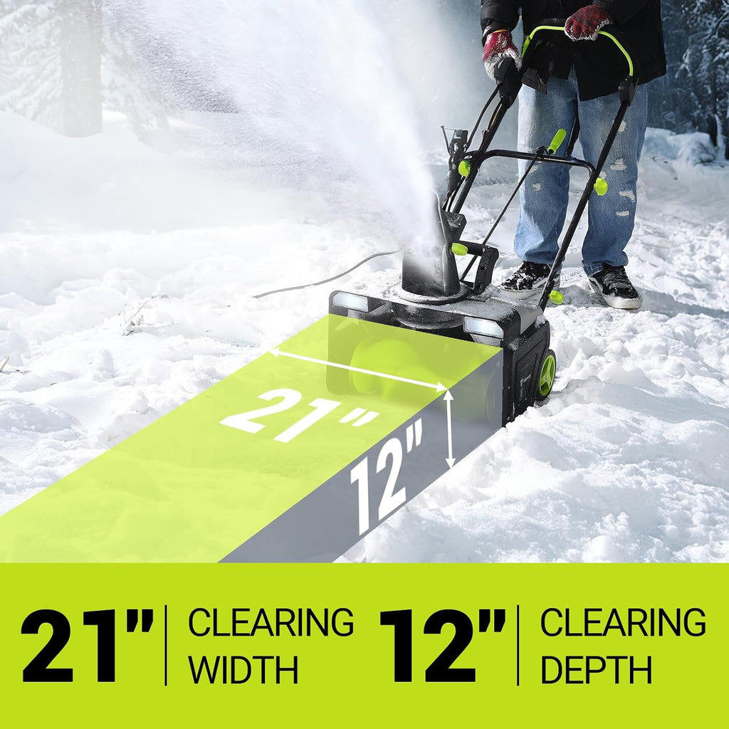 Corded Snow Blower:15A Motor, 20-Inch Electric Snow Blower, Electric Snow Shovel with 25ft Throwing Distance, Dual LED Lights, 3300rpm Snow Thrower