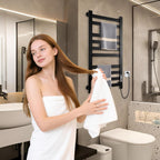 Heated Towel Rack Timer & Multi-Level Temp Adjustment Black