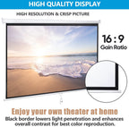 SUPER DEAL 100'' 16:9 HD Projection Screen Foldable Anti-Crease Portable Projector Movie Screen Manual Pull Down for Home Theater Presentation