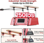 Truck Cap Hoist System for Garage Ceiling, Smart 4-Point Self-Leveling Garage Hoist with 8:1 Pulley Lift System, Easy One-Person Overhead Garage
