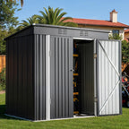 Bealife 6' x 4' Outdoor Storage Shed,Metal Shed Lockable Door - Dark Gray