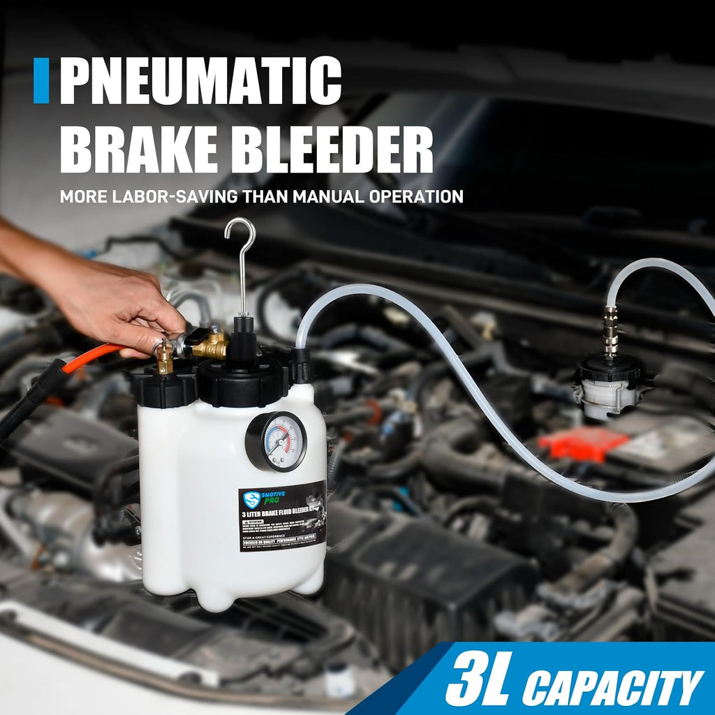 3L Pneumatic Brake Pressure Bleeder Kit, One-Person Operation