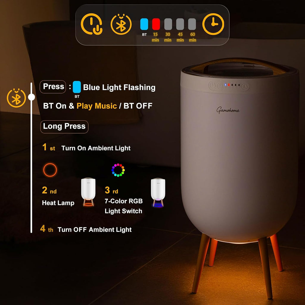 Towel Warmer Bucket with Bluetooth Speaker, 20L Large Capacity