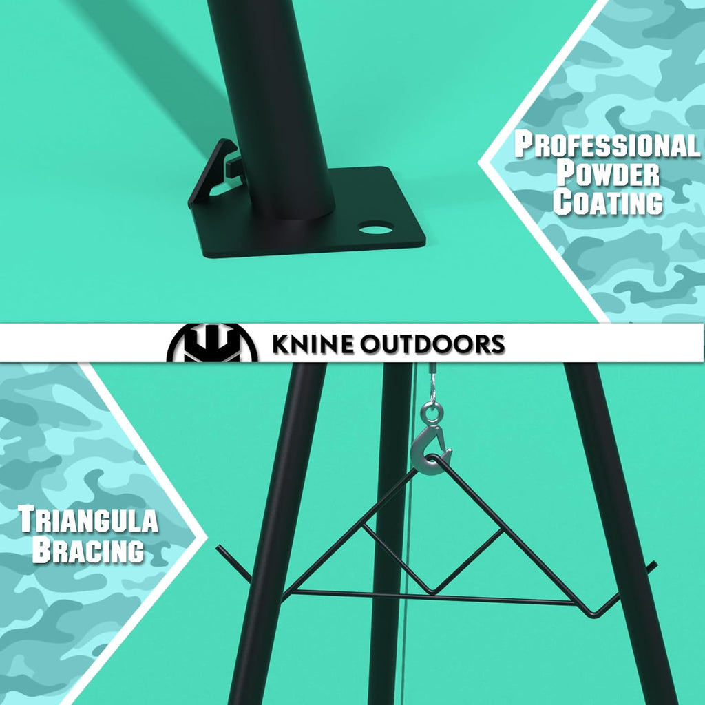 Tripod Game Hoist, 500lb Capacity Deer Hanger with Manual Winch Gambrel