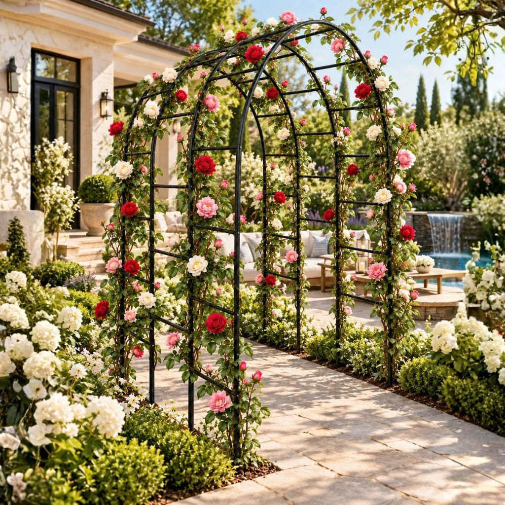 Thickened Tube 3-Layer, 88" H x 63" W x 44.5" D, Garden Arch Trellis Tunnel, Heavy Duty Metal Arbor for Climbing Plants, Outdoor Wedding Decorations