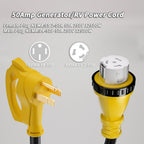 PlugSaf 50 Amp Generator Cord, 25FT 50 Amp RV Extension Cord 14-50P/SS2-50R