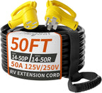 PlugSaf 50 FT 50 Amp RV/EV Extension Cord Outdoor, 125/250V 6250/12500W STW