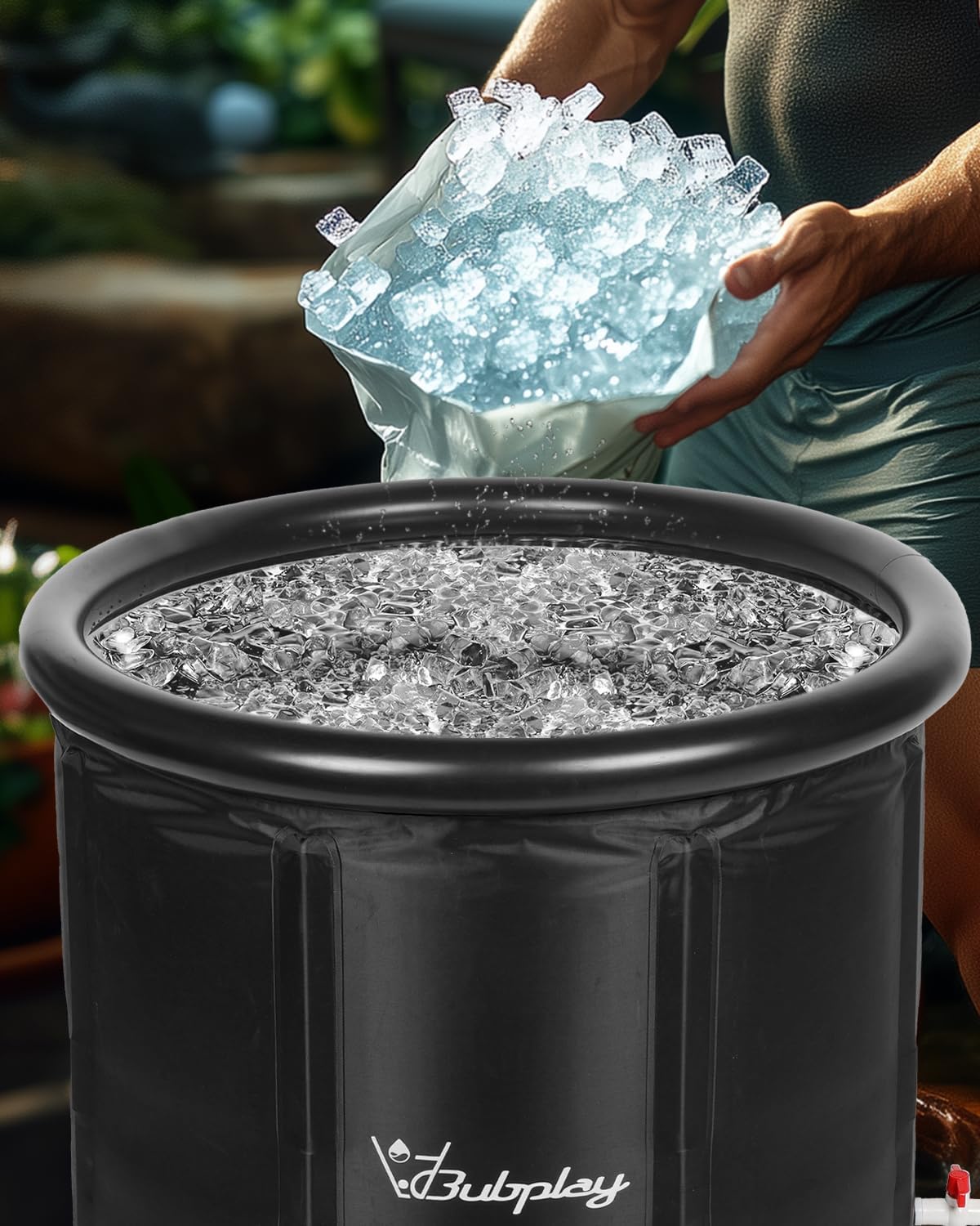 Ice Bath Cold Plunge Tub with Cover for Indoor Outdoor for Recovery, Cold Water Therapy, Athletes & Adults -105 Gallons, Black, XL