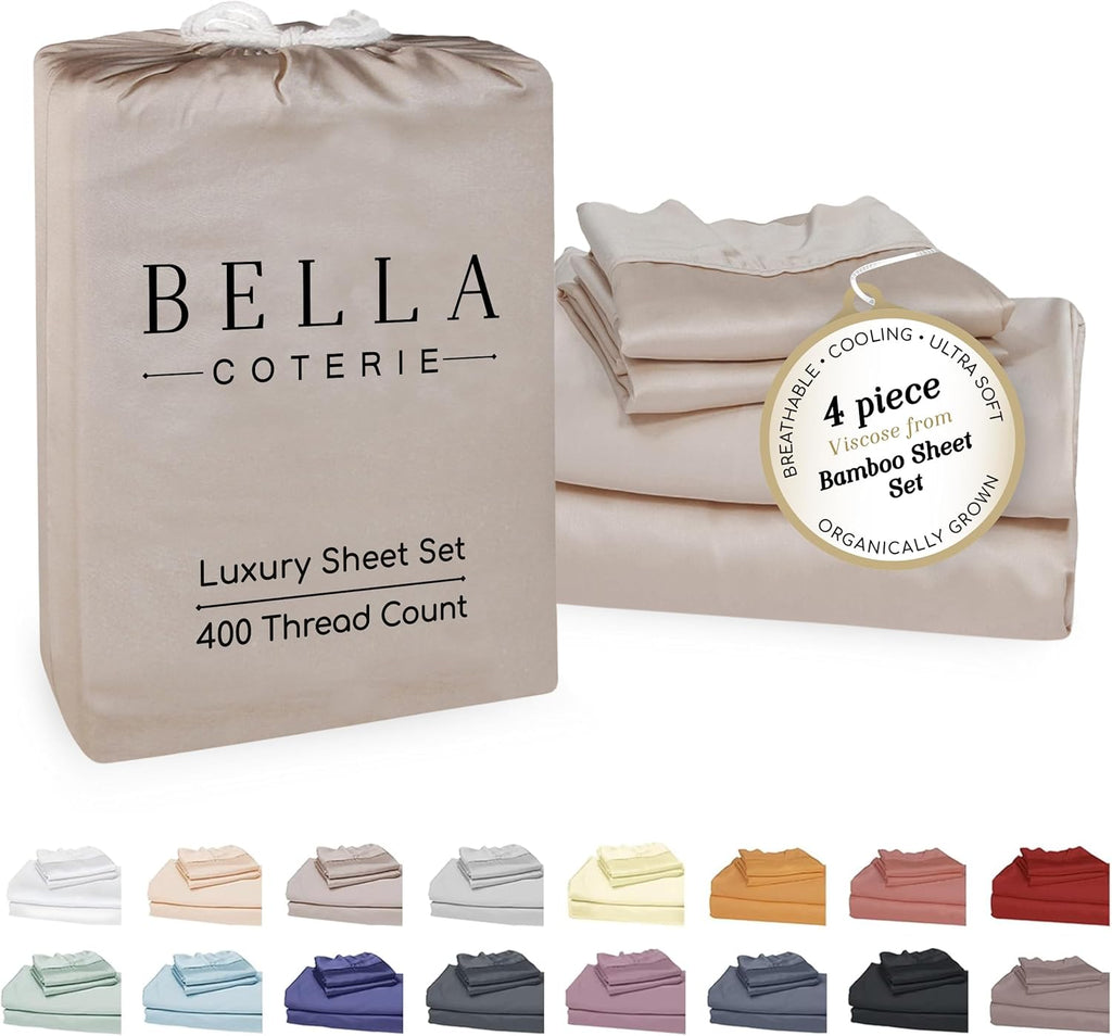 Bella Coterie Bamboo Viscose 34" Split Top King Sheets, Organically Grown