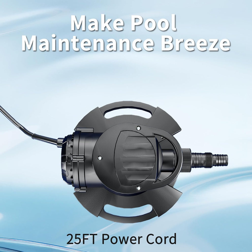 LANCHEZ 1/2HP Automatic Swimming Pool Cover Pump, 2250GPH Submersible Water Sump Pump with Check Valve & 3 Adapters, 25ft Power Cord, Removal for