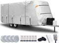 FRUNO Oxford Fabric Travel Trailer Cover RV Cover 24'-27' Waterproof Rip-Resistant Anti-UV Camper Cover for Winter Snow with Jack Cover 4 Tire Covers