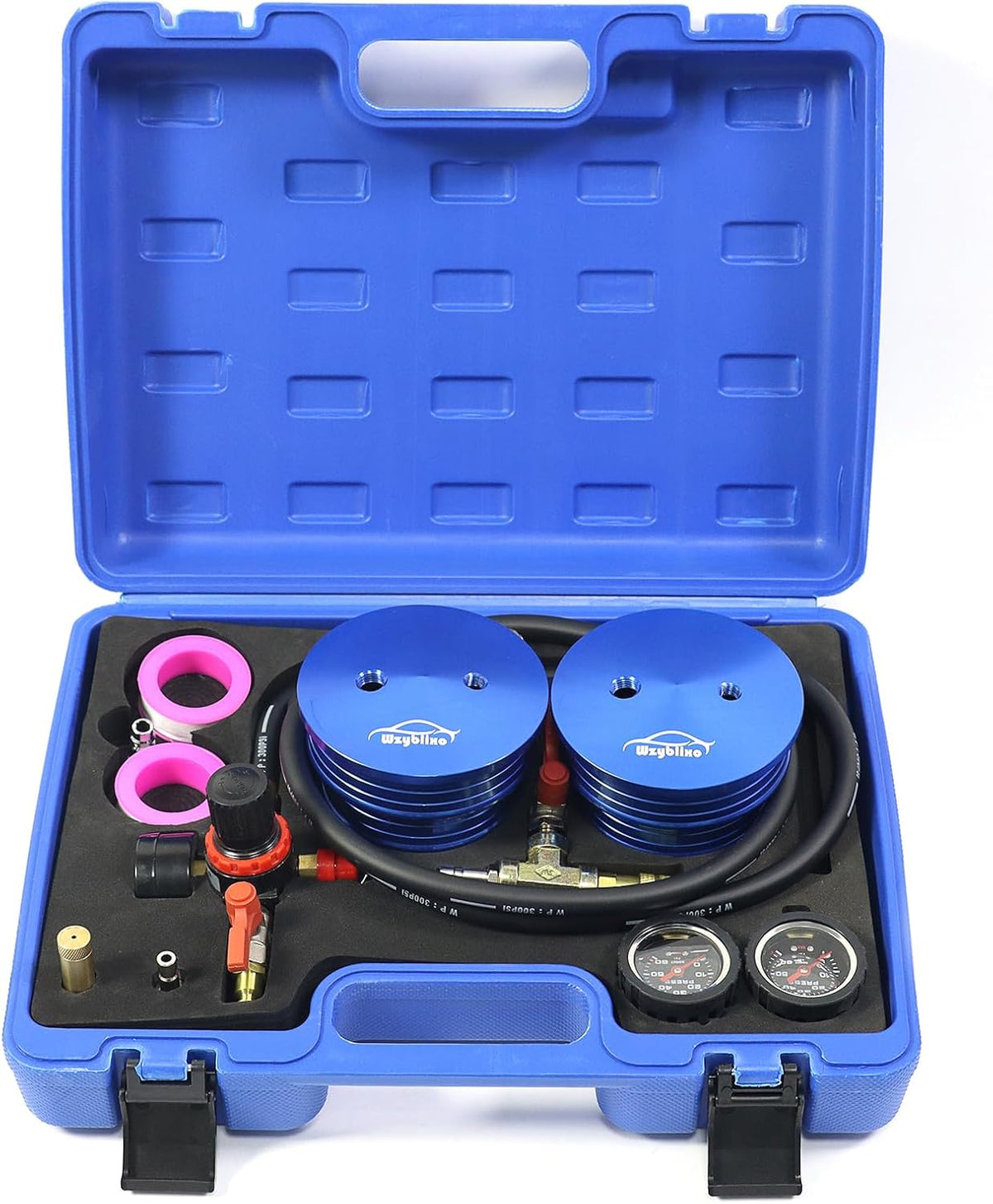 Charge Air Cooler CAC Boost Leak Tester 3", 3.5", 4" Steps, Aluminum CAC Pressure Tester with 150 psi Regulator Extension Line US & EU Air Fittings