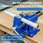 Forward DT08125A 5 Inch Heavy Duty Bench Vise with 360°Swivel Base and Head