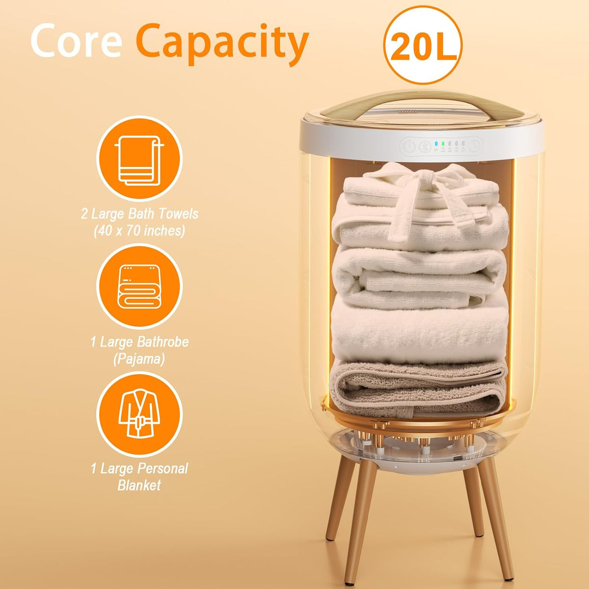 Towel Warmer Bucket with Bluetooth Speaker, 20L Large Capacity