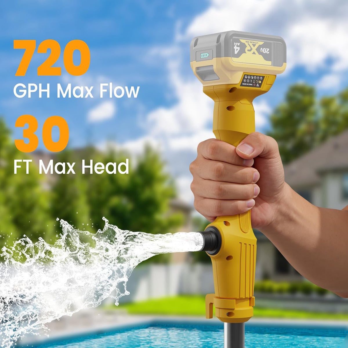 Cordless Stick Water Transfer Pump Compatible with Dewalt 20V Battery