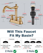 4 Inch Centerset Bathroom Sink Faucet 2 Handle Antique Brass