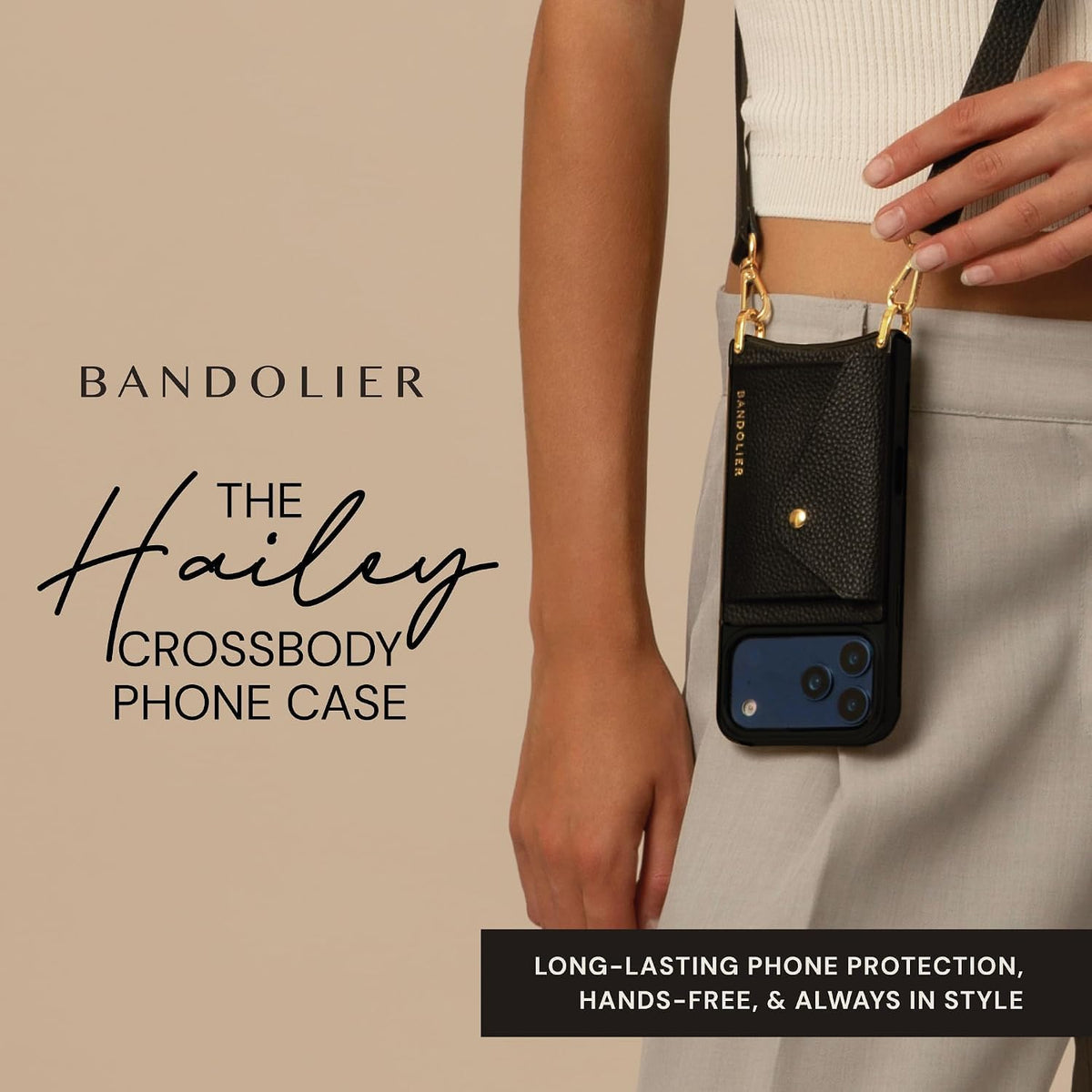 Bandolier Hailey Chrome Leather Crossbody Compatible With iPhone 18 Pro Max