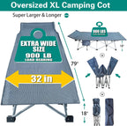 32" XXL Camping Cot with Mattress,900LBS Folding Camping Bed