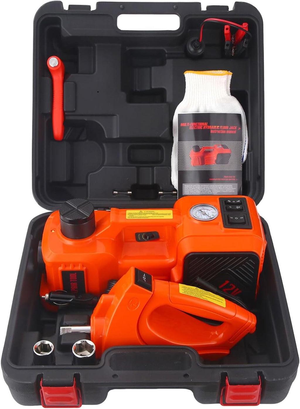 Electric Car Jack Set 5 Ton Hydraulic Jack Car Lift Floor Jack with Integrated Tire Pump and Impact Wrench for Sedans SUV MPV Sedan Truck Change